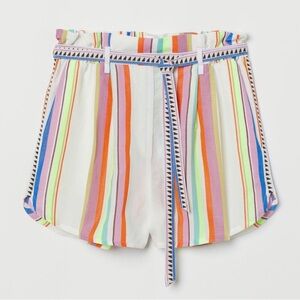Lemlem H&M Womens High Waist Lightweight Breathable‎ Linen Blend Stripe Shorts S